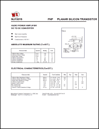 datasheet for MJ15016 by Wing Shing Electronic Co. - manufacturer of power semiconductors