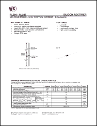 datasheet for RL201 by Wing Shing Electronic Co. - manufacturer of power semiconductors