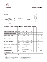 datasheet for SS8050 by Wing Shing Electronic Co. - manufacturer of power semiconductors