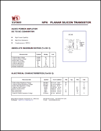datasheet for TIP3055 by Wing Shing Electronic Co. - manufacturer of power semiconductors
