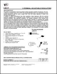 datasheet for LM317T by Wing Shing Electronic Co. - manufacturer of power semiconductors