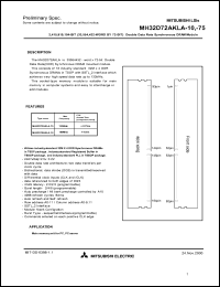 datasheet for MH16D72AKLA-75 by Mitsubishi Electric Corporation, Semiconductor Group