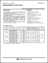 datasheet for M5M5V408BTP-10LI by Mitsubishi Electric Corporation, Semiconductor Group