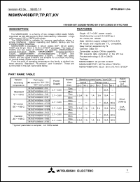 datasheet for M5M5V408BRT-70HW by Mitsubishi Electric Corporation, Semiconductor Group