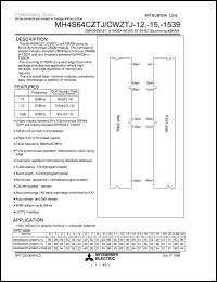 datasheet for MH4S64CZTJ-15 by Mitsubishi Electric Corporation, Semiconductor Group