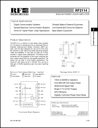 datasheet for RF2114PCBA by RF Micro Devices (RFMD)