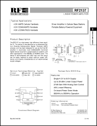 datasheet for RF2137PCBA by RF Micro Devices (RFMD)