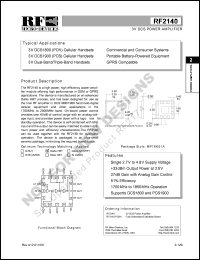 datasheet for RF2140PCBA by RF Micro Devices (RFMD)