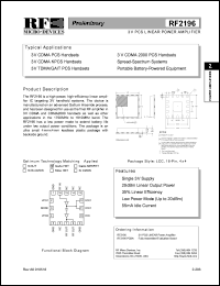 datasheet for RF2196PCBA by RF Micro Devices (RFMD)