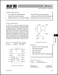 datasheet for RF2418PCBA by RF Micro Devices (RFMD)
