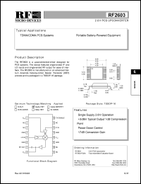 datasheet for RF2603PCBA by RF Micro Devices (RFMD)
