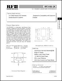 datasheet for RF3100-3KPCBA by RF Micro Devices (RFMD)