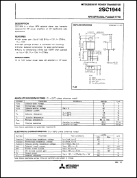 datasheet for 2SC1944 by Mitsubishi Electric Corporation, Semiconductor Group