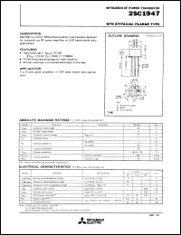 datasheet for 2SC1947 by Mitsubishi Electric Corporation, Semiconductor Group
