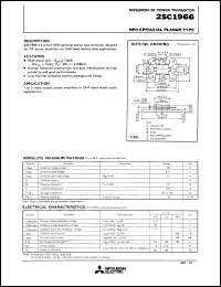 datasheet for 2SC1966 by Mitsubishi Electric Corporation, Semiconductor Group