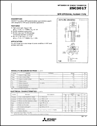 datasheet for 2SC3017 by Mitsubishi Electric Corporation, Semiconductor Group