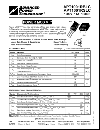 datasheet for APT1001RBLC by Advanced Power Technology (APT)