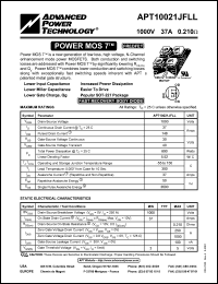 datasheet for APT10021JFLL by Advanced Power Technology (APT)