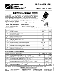 datasheet for APT10026L2FL by Advanced Power Technology (APT)