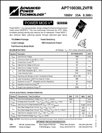 datasheet for APT10030L2VFR by Advanced Power Technology (APT)