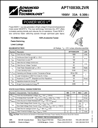 datasheet for APT10030L2VR by Advanced Power Technology (APT)