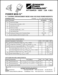 datasheet for APT1004RCN by Advanced Power Technology (APT)
