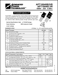 datasheet for APT10040LVR by Advanced Power Technology (APT)
