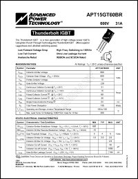 datasheet for APT15GT60BR by Advanced Power Technology (APT)