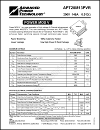 datasheet for APT20M13PVR by Advanced Power Technology (APT)