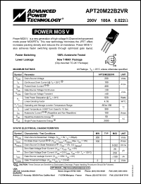 datasheet for APT20M22B2VR by Advanced Power Technology (APT)