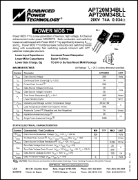 datasheet for APT20M34SLL by Advanced Power Technology (APT)