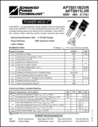 datasheet for APT6011LVR by Advanced Power Technology (APT)
