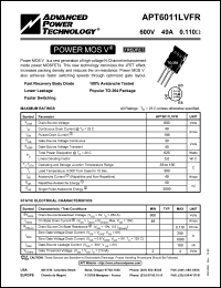datasheet for APT6011LVFR by Advanced Power Technology (APT)