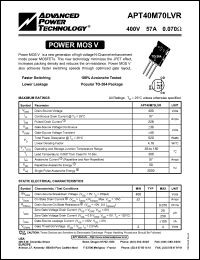 datasheet for APT40M70LVR by Advanced Power Technology (APT)