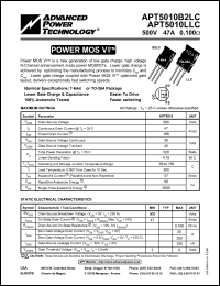 datasheet for APT5010LLC by Advanced Power Technology (APT)