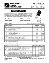 datasheet for APT5014LVR by Advanced Power Technology (APT)