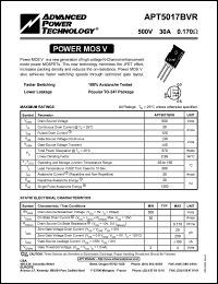 datasheet for APT5017BVR by Advanced Power Technology (APT)