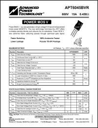 datasheet for APT6045BVR by Advanced Power Technology (APT)
