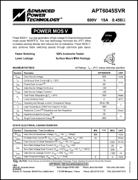 datasheet for APT6045SVR by Advanced Power Technology (APT)