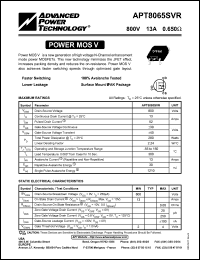 datasheet for APT8065SVR by Advanced Power Technology (APT)