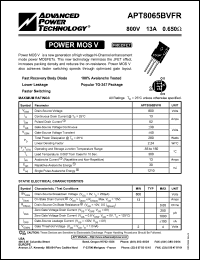 datasheet for APT8065BVFR by Advanced Power Technology (APT)