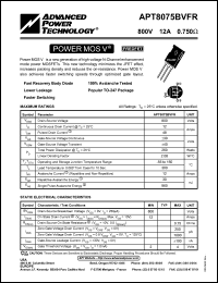 datasheet for APT8075BVFR by Advanced Power Technology (APT)