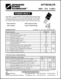 datasheet for APT8030LVR by Advanced Power Technology (APT)