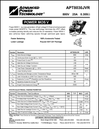 datasheet for APT8030JVR by Advanced Power Technology (APT)