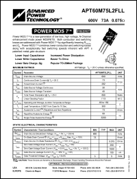 datasheet for APT60M75L2FLL by Advanced Power Technology (APT)