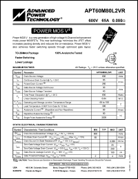 datasheet for APT60M80L2VR by Advanced Power Technology (APT)