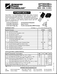 datasheet for APT8043SLL by Advanced Power Technology (APT)