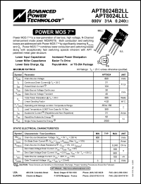 datasheet for APT8024LLL by Advanced Power Technology (APT)