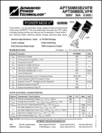 datasheet for APT50M85B2VFR by Advanced Power Technology (APT)