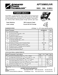 datasheet for APT50M85JVR by Advanced Power Technology (APT)